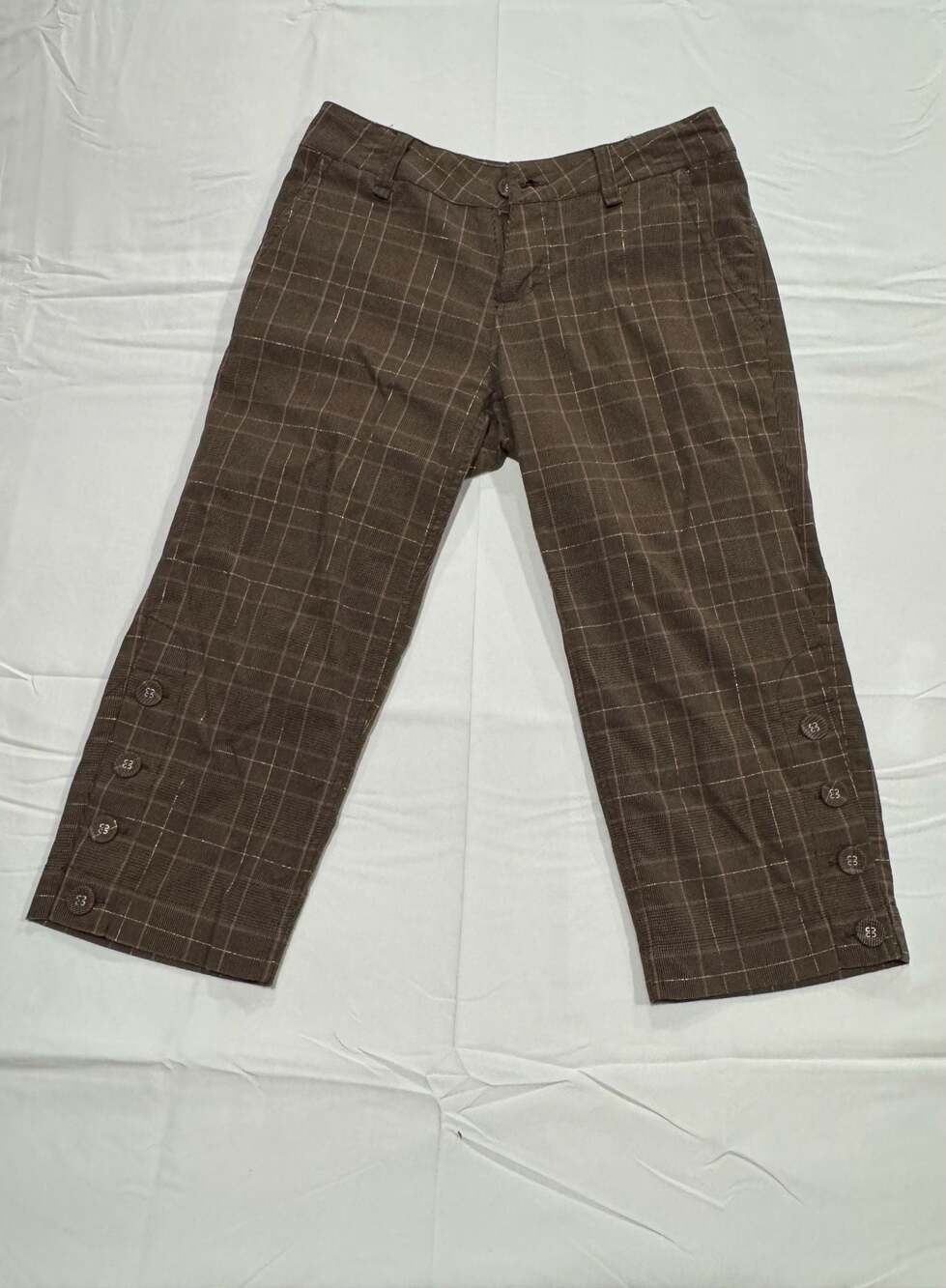 One Tuff Babe Vintage Y2K Brown Plaid Cropped Pants Size 5/6